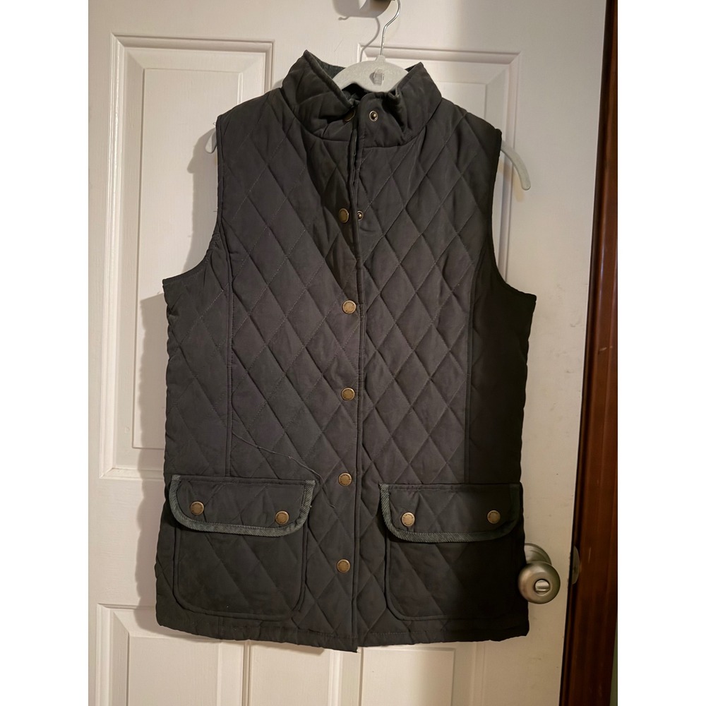 Sherwood Forest Halsway Quilted Vest Gray Plaid Lined Equestrian Fitted Size 10